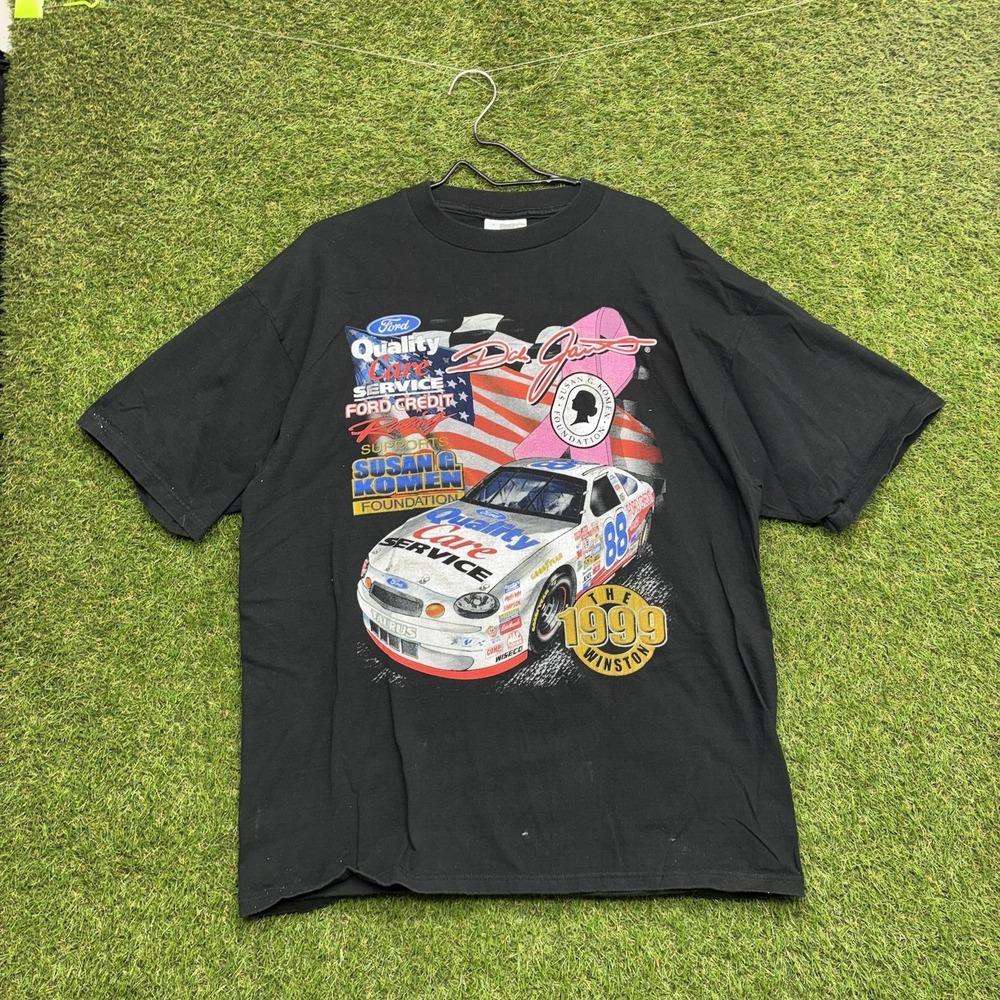 Vintage Dale Jarret NASCAR Shirt Mens Large Racing Breast Cancer USA FORD 1999